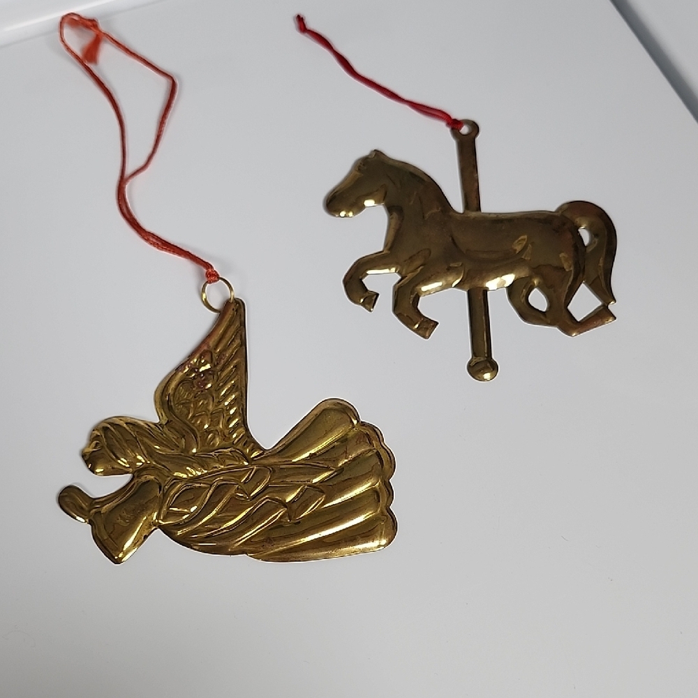 Elegant Gold Angel and Horse Ornaments By Department 56